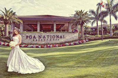 Bride and groom wedding photo taken at PGA Resort