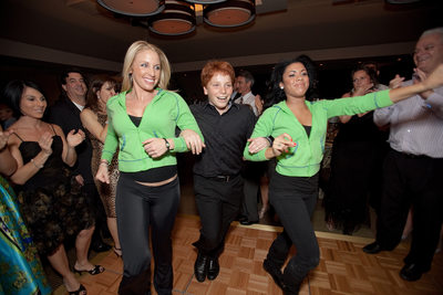Dancers escort the Bar Mitzvah boy into the party.