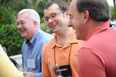 Attendees at a corporate cocktail hour.