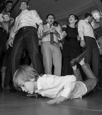 Mitzvah guest showing his dance moves during the party.