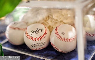 Details from a baseball themed bar mitzvah party.