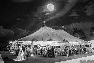 Full Moon Wedding Kiss at an Elegant Florida Reception