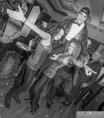 A black and white dutch angle bar mitzvah photo