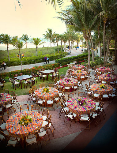 Miami Beach outdoor special event table set up.