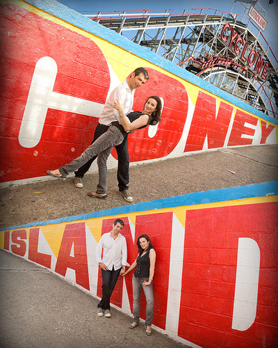Engagement photo taken in Coney Island.