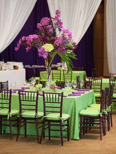 Elegant Purple Floral Centerpiece at Miami Bar Mitzvah