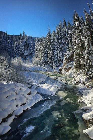 Whistler Winter River Photography | Scenic Ski Art