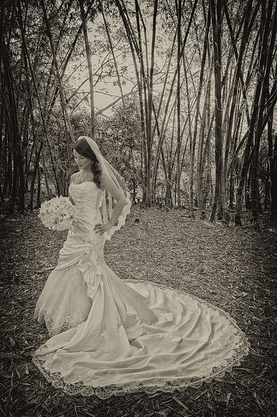 Bride at the Morikami Gardens in Delray Beach.