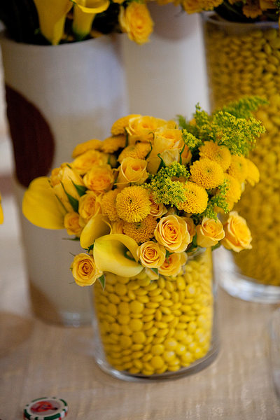 Yellow M&Ms with yellow flowers