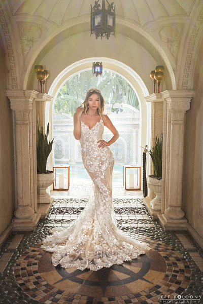 Beautiful bridal photo taken at The Villa Casa Casuarina, South Beach FL