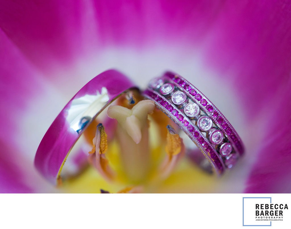 Pink diamond wedding band in Orchid. 