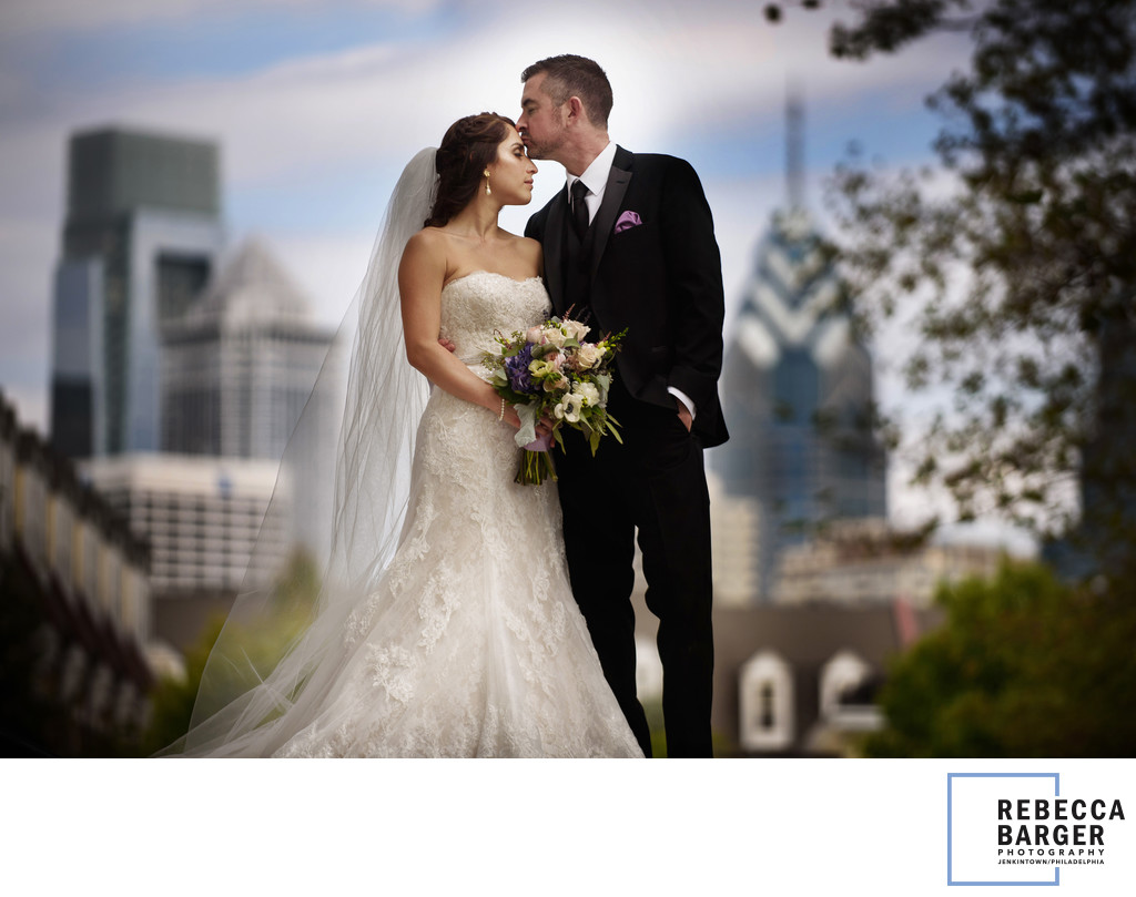 Philly Skyline Wedding Photo