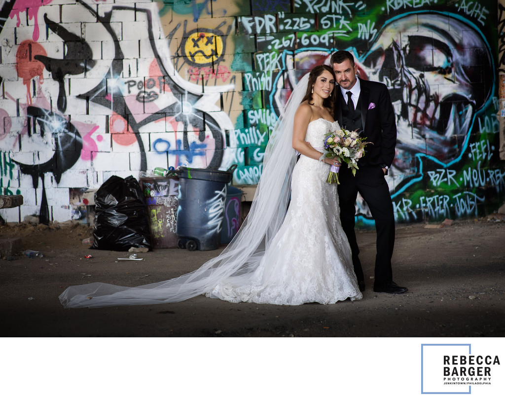 Graffitti wedding day photos in Philadelphia. 