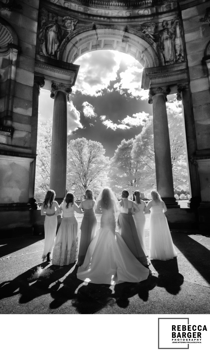 Sunlit bridesmaids, Please Touch Museum, Fairmount Park