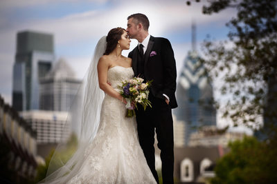 Philly Skyline Wedding Photo