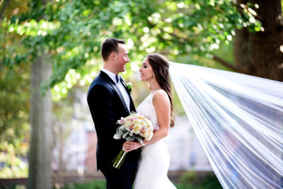 Gorgeous long veil, historic phila.wedding photos