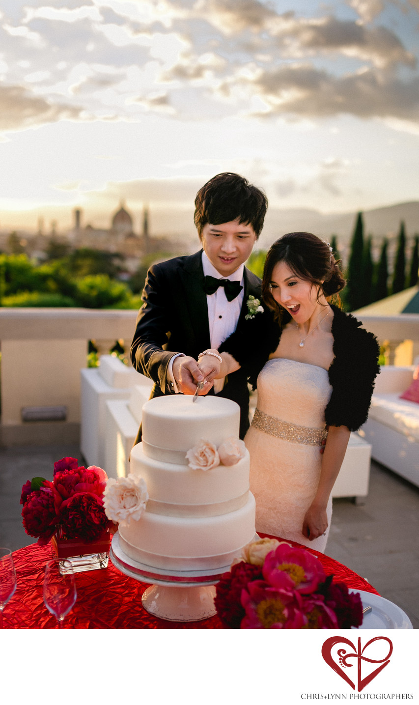 Villa La Vedetta Wedding reception, cake cutting