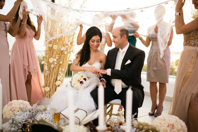 Bride and Groom Ring Exchange, Le Blanc Wedding