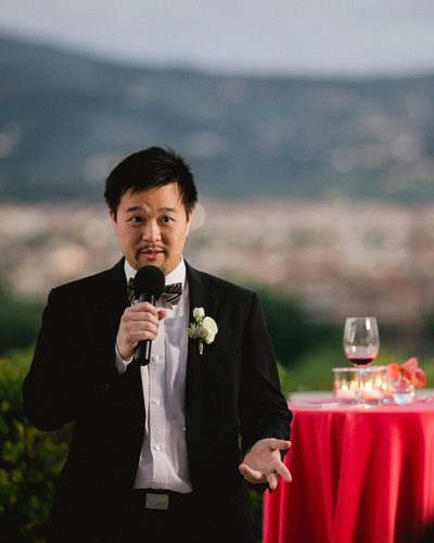 Villa La Vedetta Wedding reception, groomsmen speech