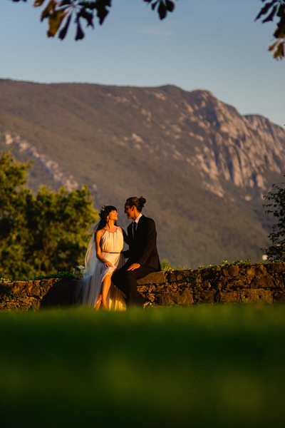 Sunset Vineyard Wedding Photograph in Slovenia
