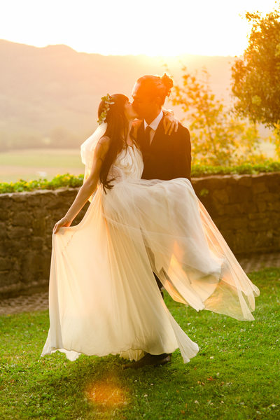 Sunset Vineyard Wedding Photos in Slovenia