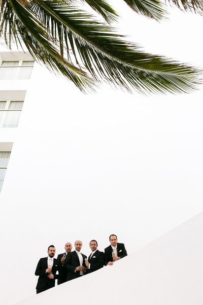 Groomsmen and Palm Tree at Le Blanc Resort Wedding