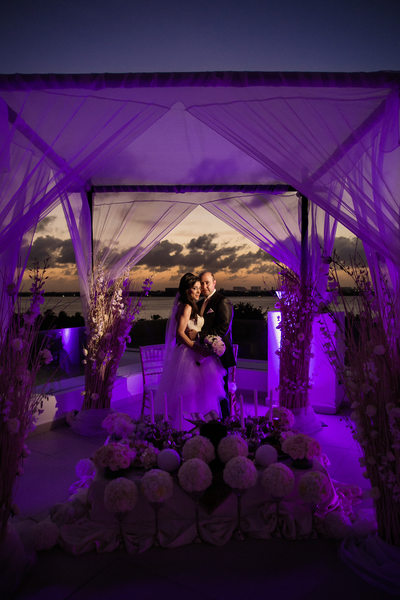 Bride and Groom Twilight Portrait at Le Blanc Resort