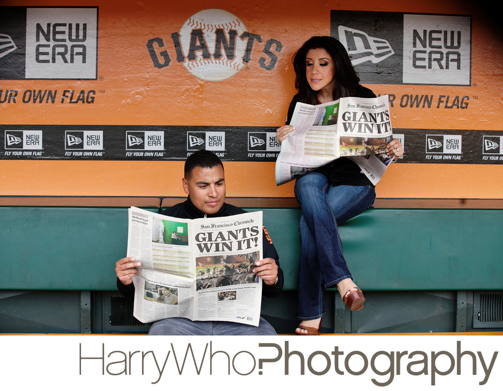 SF Giants Ballpark Engagement Session Photo