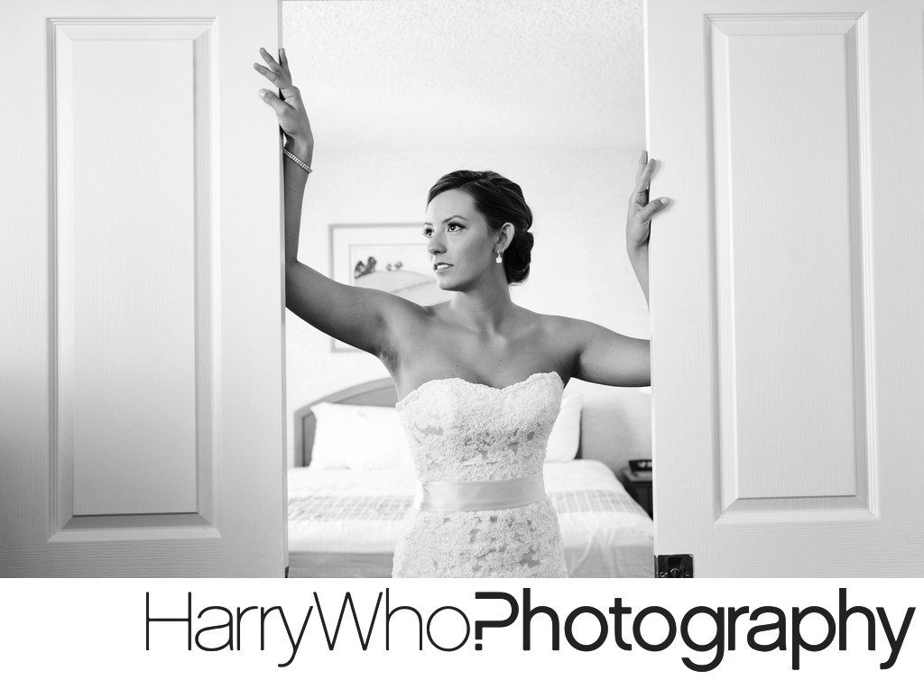 A beautiful door pose of a bride on her Wedding Day.
