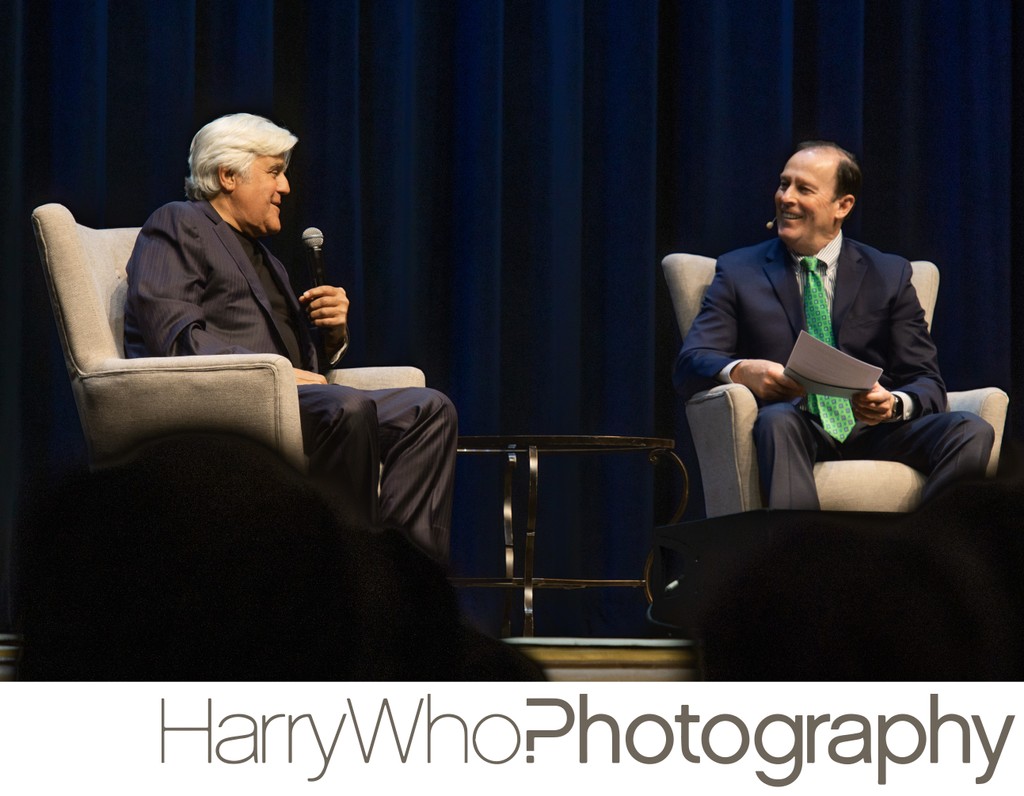 Jay Leno interviewed on stage at Eminent Series Event in San Jose