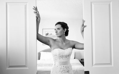 A beautiful door pose of a bride on her Wedding Day.
