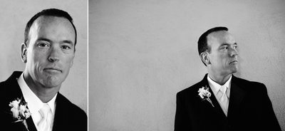 A great collage of balck and white photos of a groom on his Wedding Day in Santa Cruz