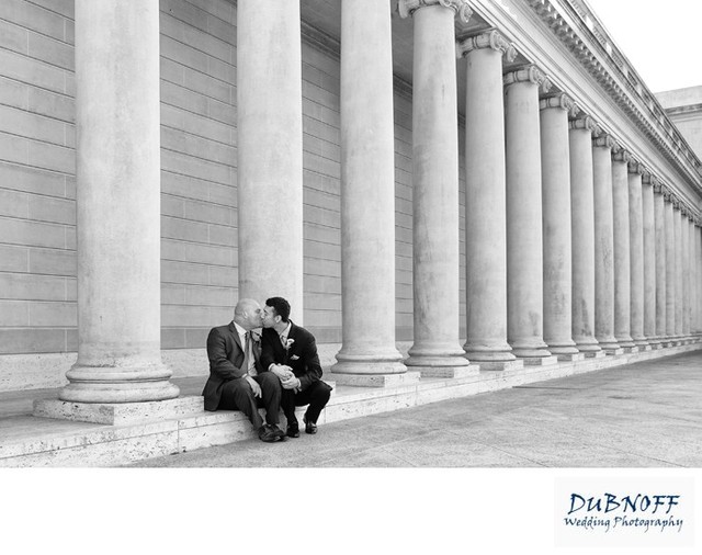 LGBTQ Wedding Kiss at the Legion of Honor in San Francisco