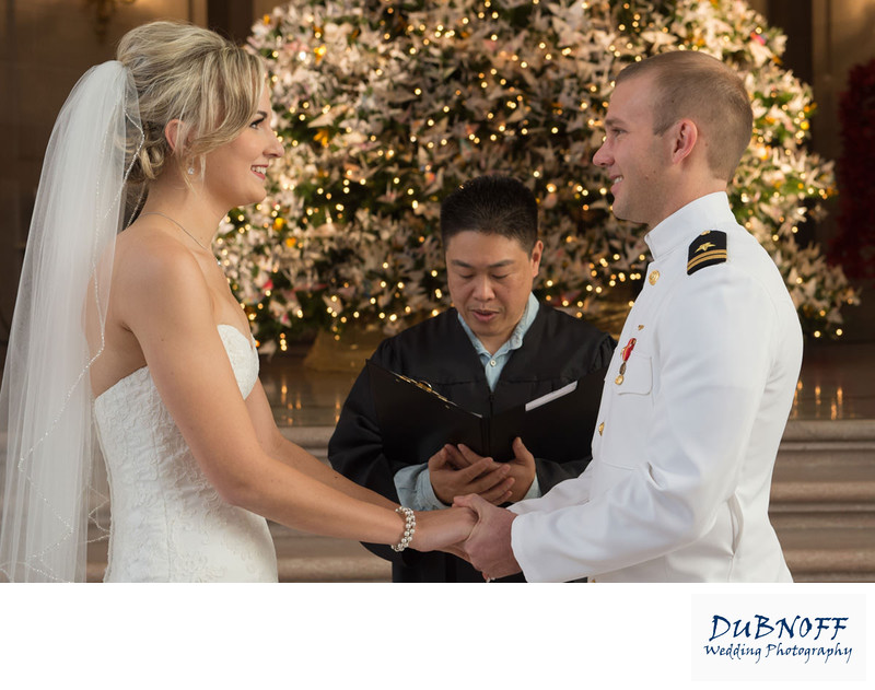 Exchanging rings at San Francisco City Hall ceremony