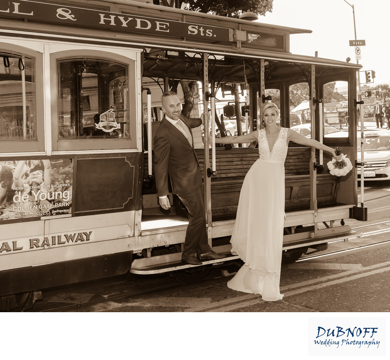 City Hall Wedding Photography - then the Cable Car in San Francisco