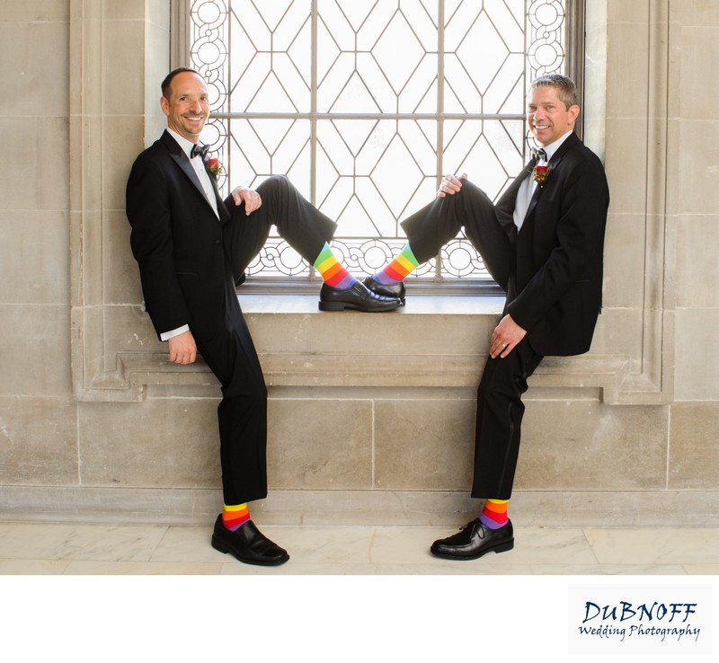 Rainbow Socks Men at San Francisco City Hall Wedding