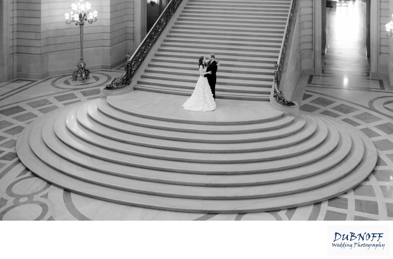 SF City Hall Grand Staircase wedding photo
