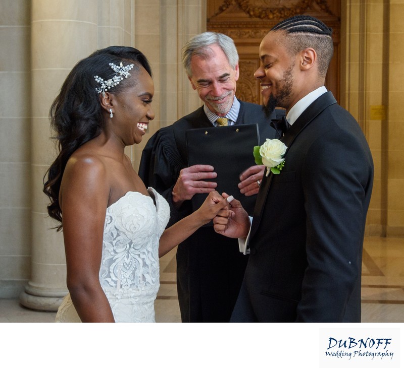 Fun moment during City Hall nuptials - Wedding Photo