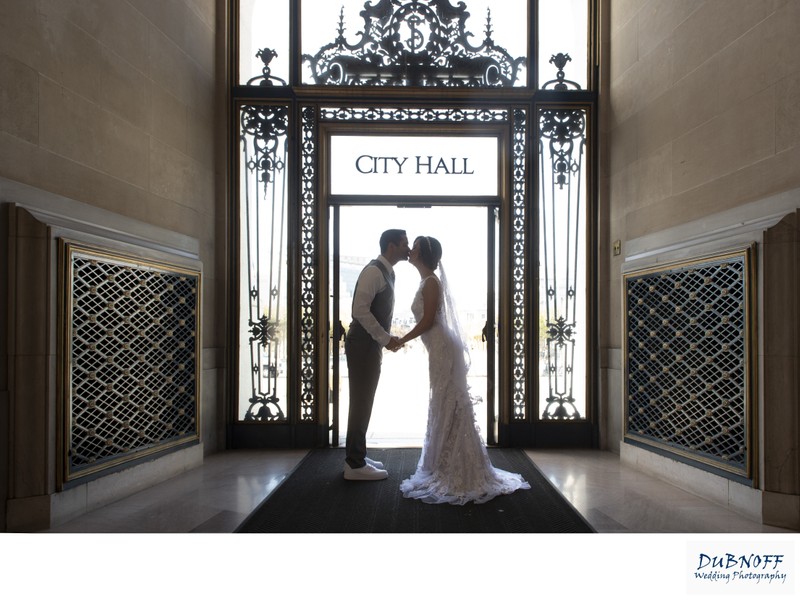 Inside angle of San Francisco city hall sign shot