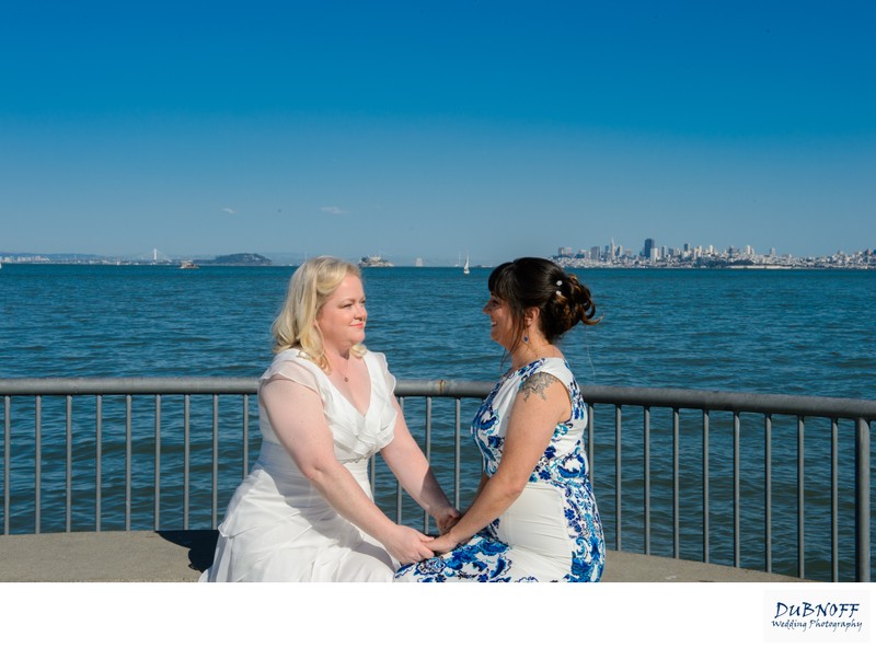 LGBTQ Couple at Pier 7 in San Francisco