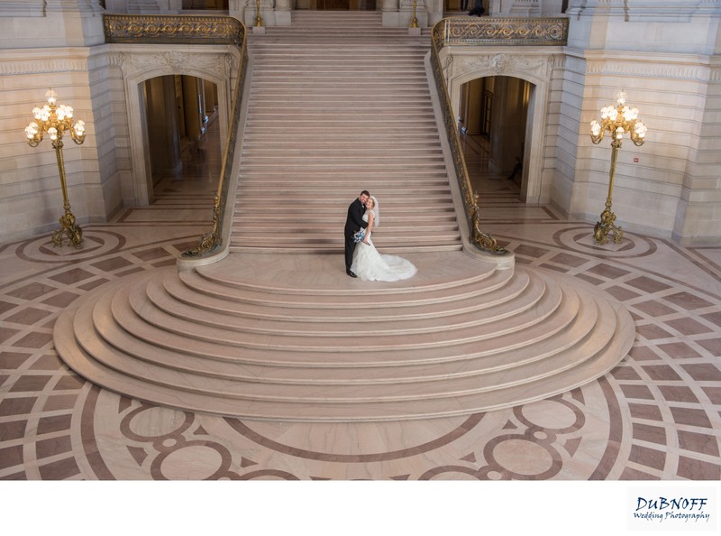 Best City Hall wedding photography angle of the Grand Staircase