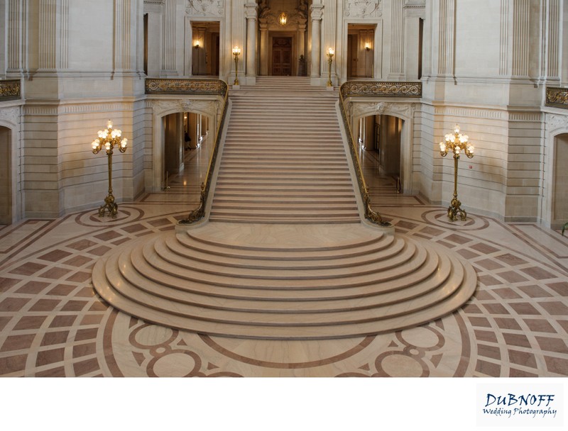 The Iconic Grand Staircase at San Francisco city hall - Wedding Photography