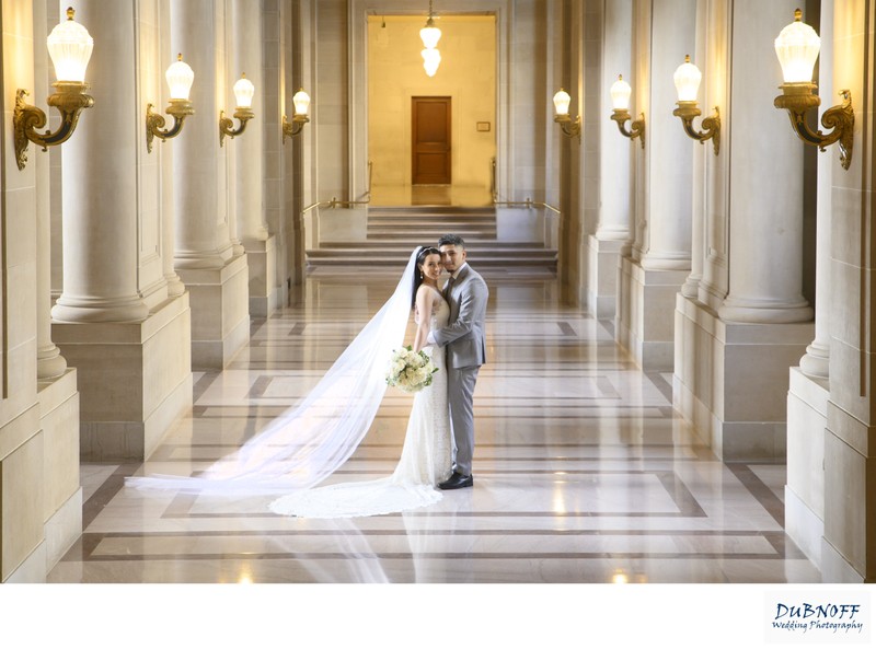 City Hall Lights with Brides Veil