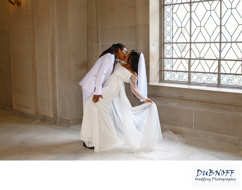 African-American LGBTQ Newlyweds SF City Hall Wedding
