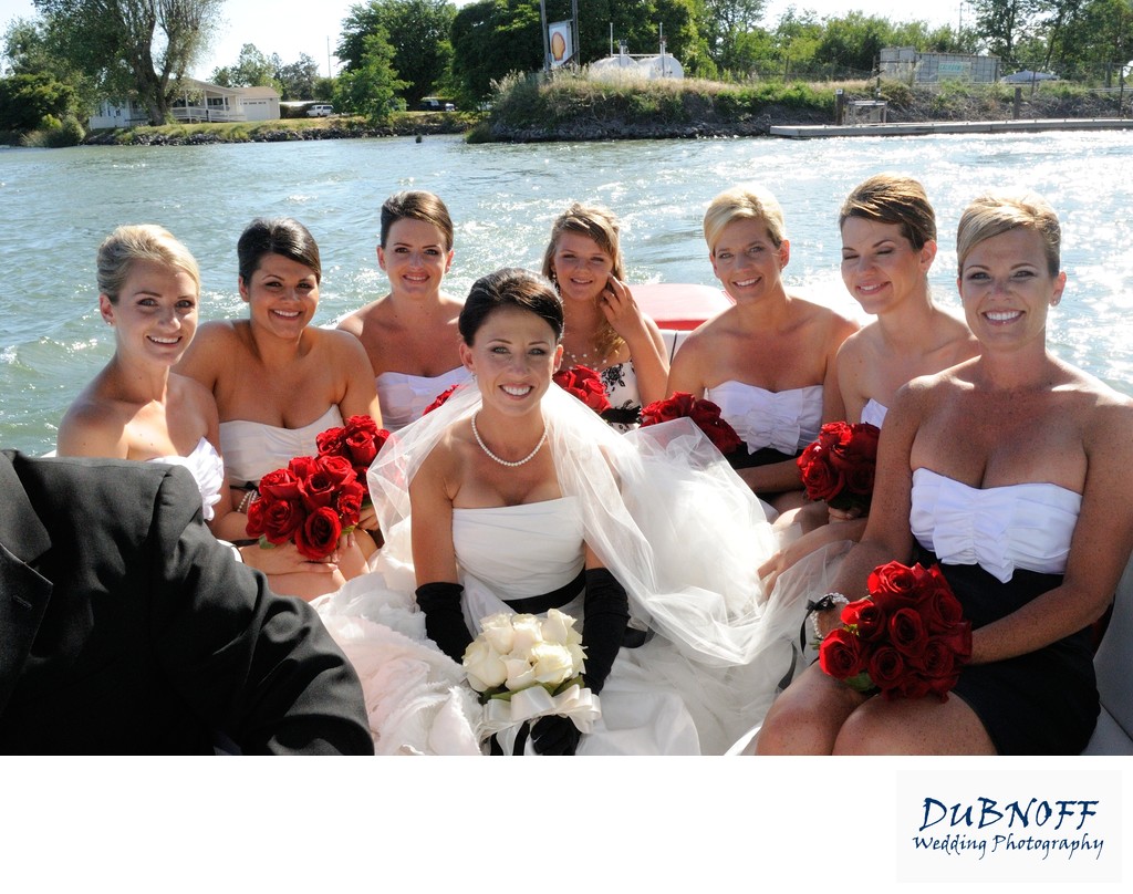bridesmaids on boat
