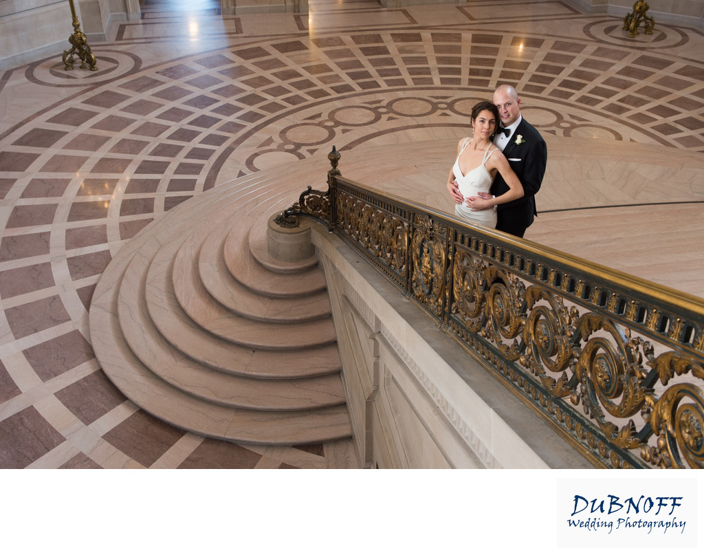 San Francisco City Hall Wedding Photographers - Grand Staircase Railing