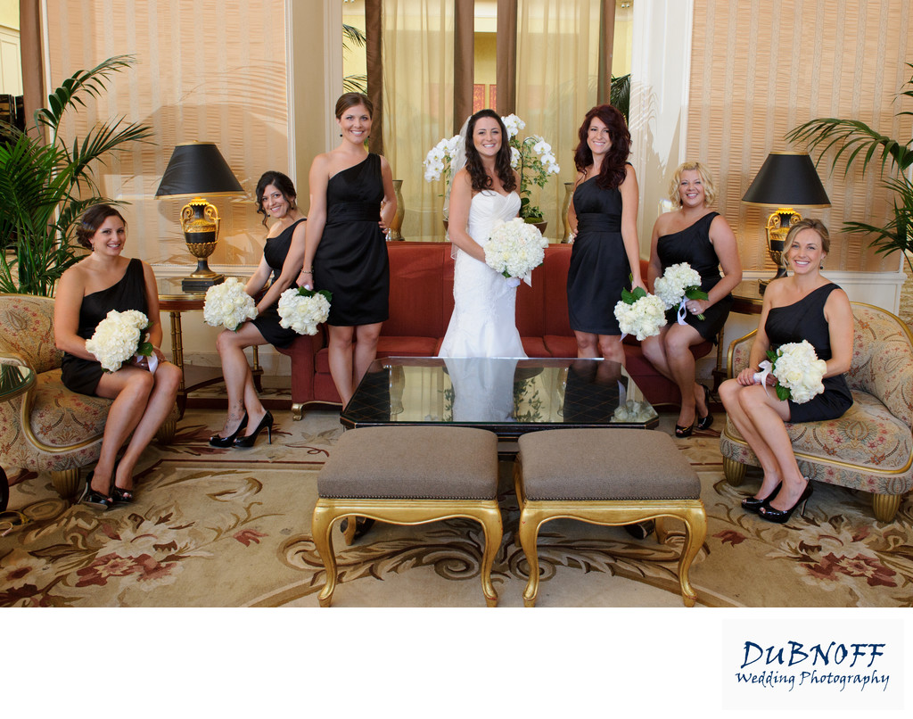 Bridesmaids posing for wedding - San Francisco Fairmont Hotel