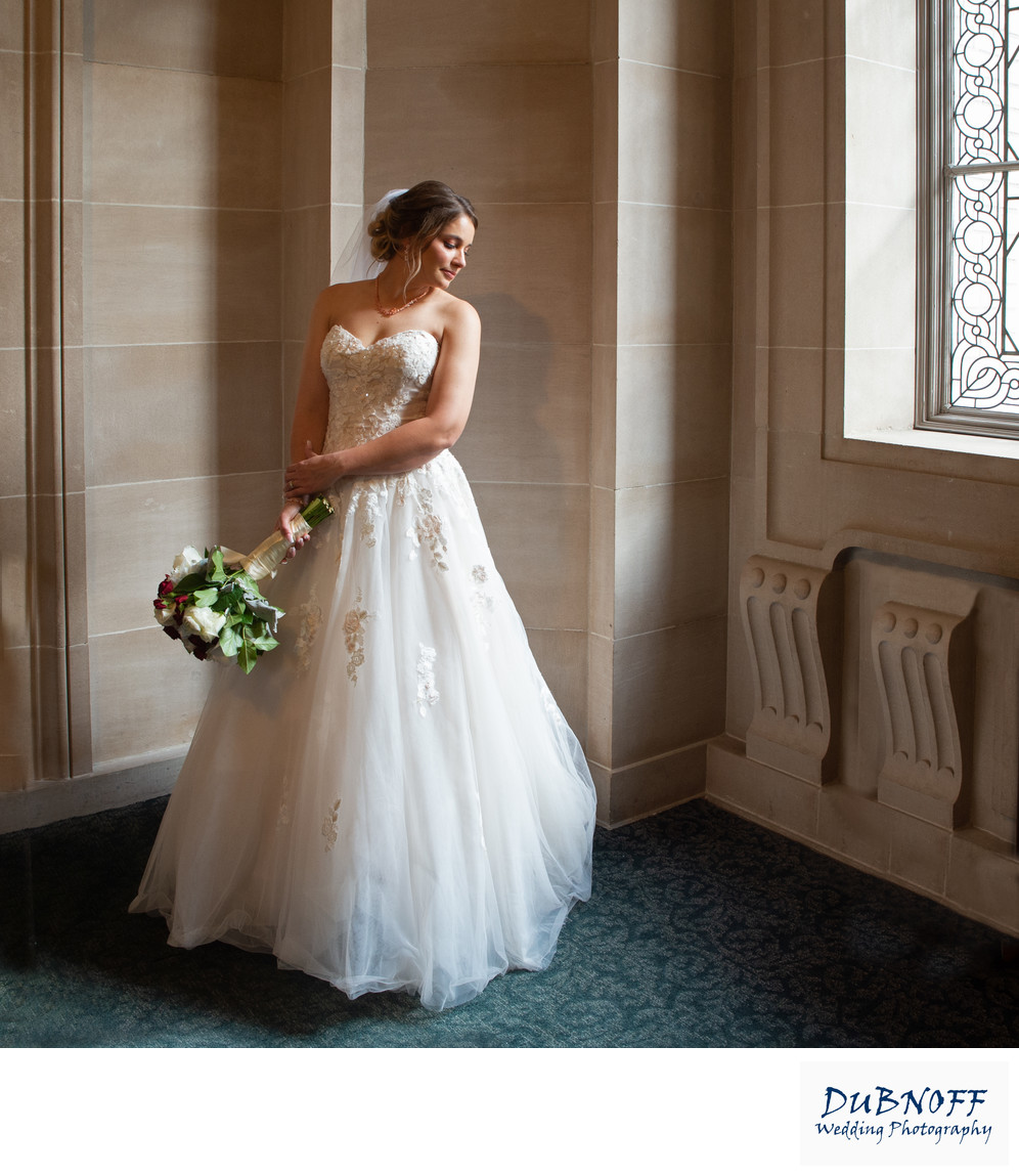 Window Light on the Bride at a San Francisco City Hall Wedding