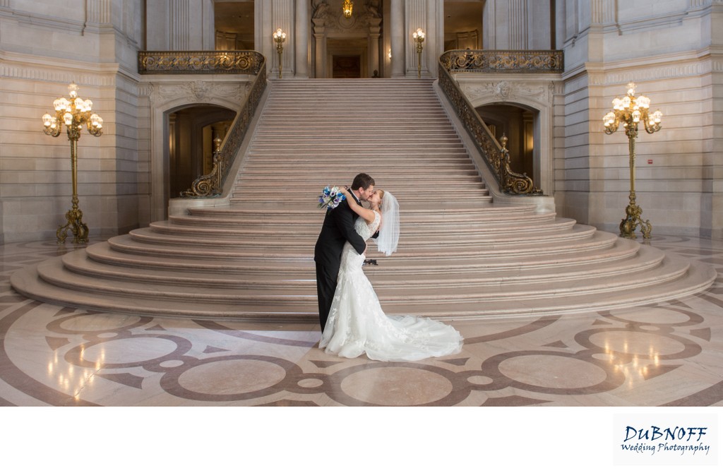 SF City Hall grand staircase kiss