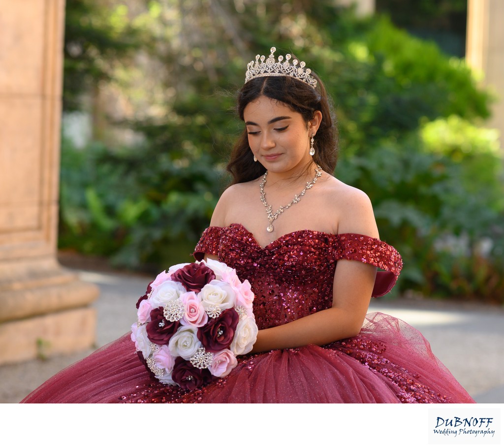 Quinceanera headshot at the Palace of Fine Arts in SF